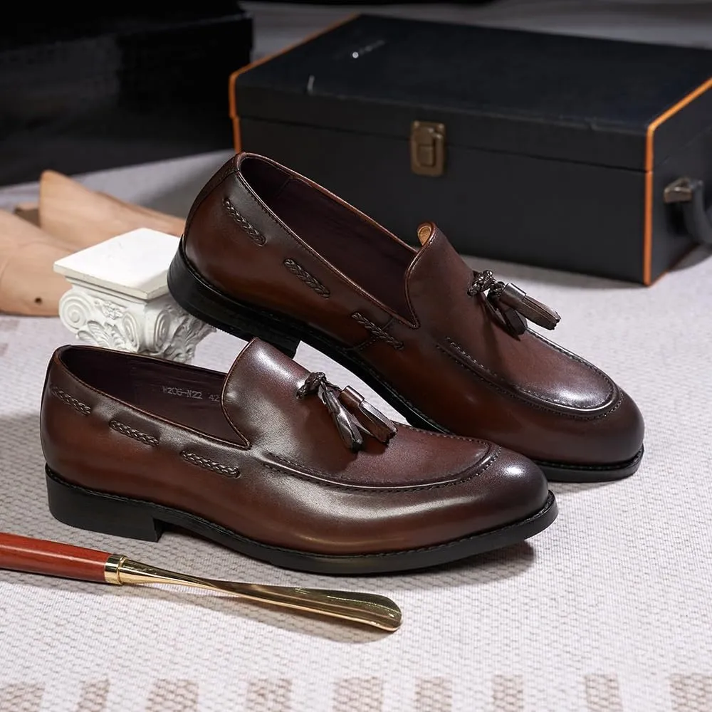 Leather Casual Sneakers for Mens Slip On Fashion Shoes for Formal Business Office Church Men's Dress Shoes Comfort Soft Non-Slip Sole