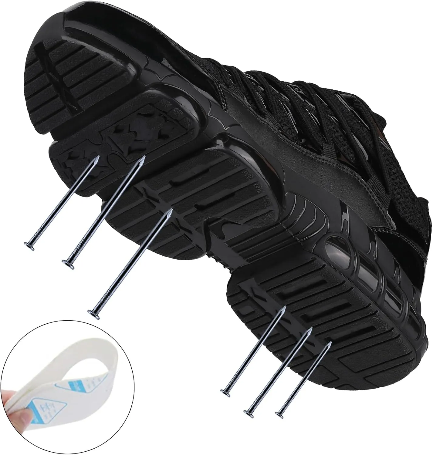 LIANGGO Steel Toe Shoes for Men Women Composite Toe Safety Work Non Slip Industrial Air Cushion Tennis Sneakers Black