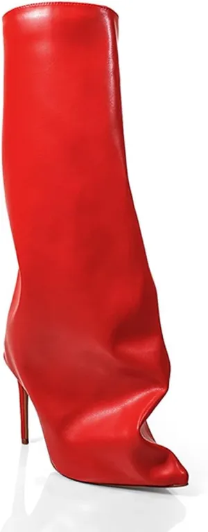 Liliana Fold Over Boots For Women Shark Toe Knee High Boots Pointed Toe Stiletto Heel Knee High Boots Slouchy Boots