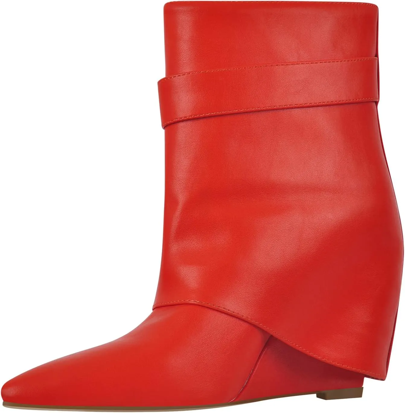 LISHAN Women's Wedge Boots Pointy Toe Slouchy High Heels