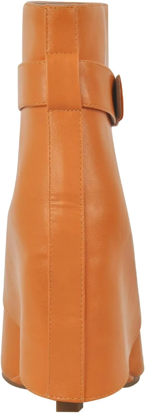 LISHAN Women's Wedge Boots Pointy Toe Slouchy High Heels