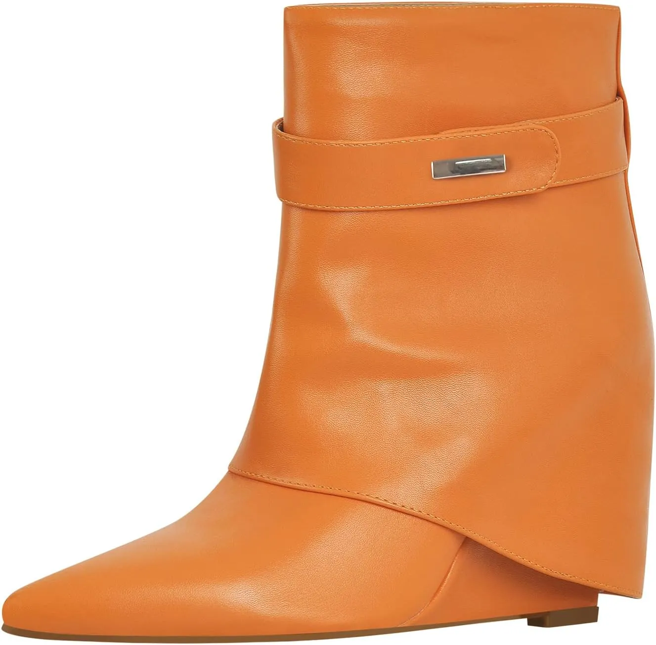 LISHAN Women's Wedge Boots Pointy Toe Slouchy High Heels