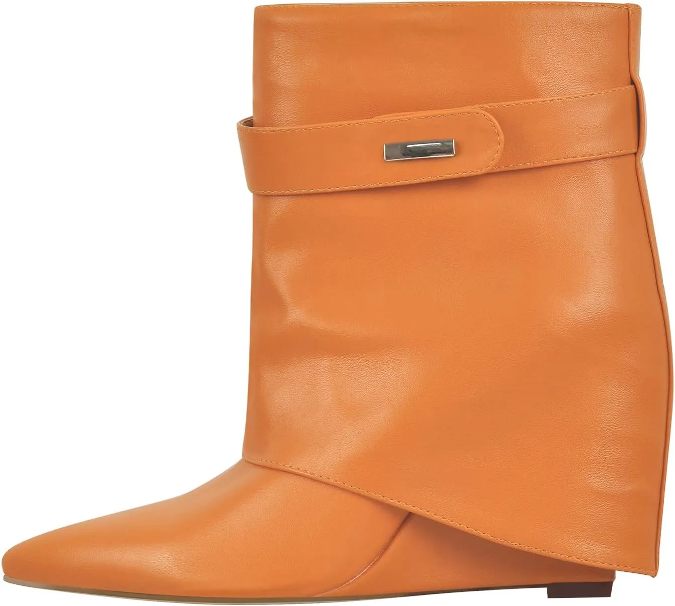 LISHAN Women's Wedge Boots Pointy Toe Slouchy High Heels