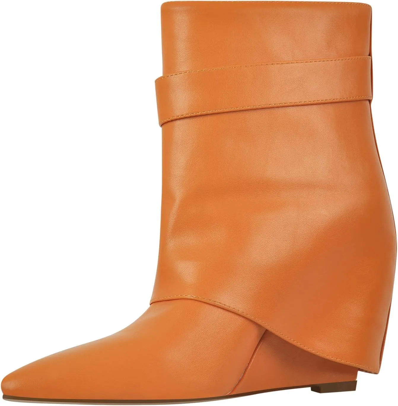 LISHAN Women's Wedge Boots Pointy Toe Slouchy High Heels