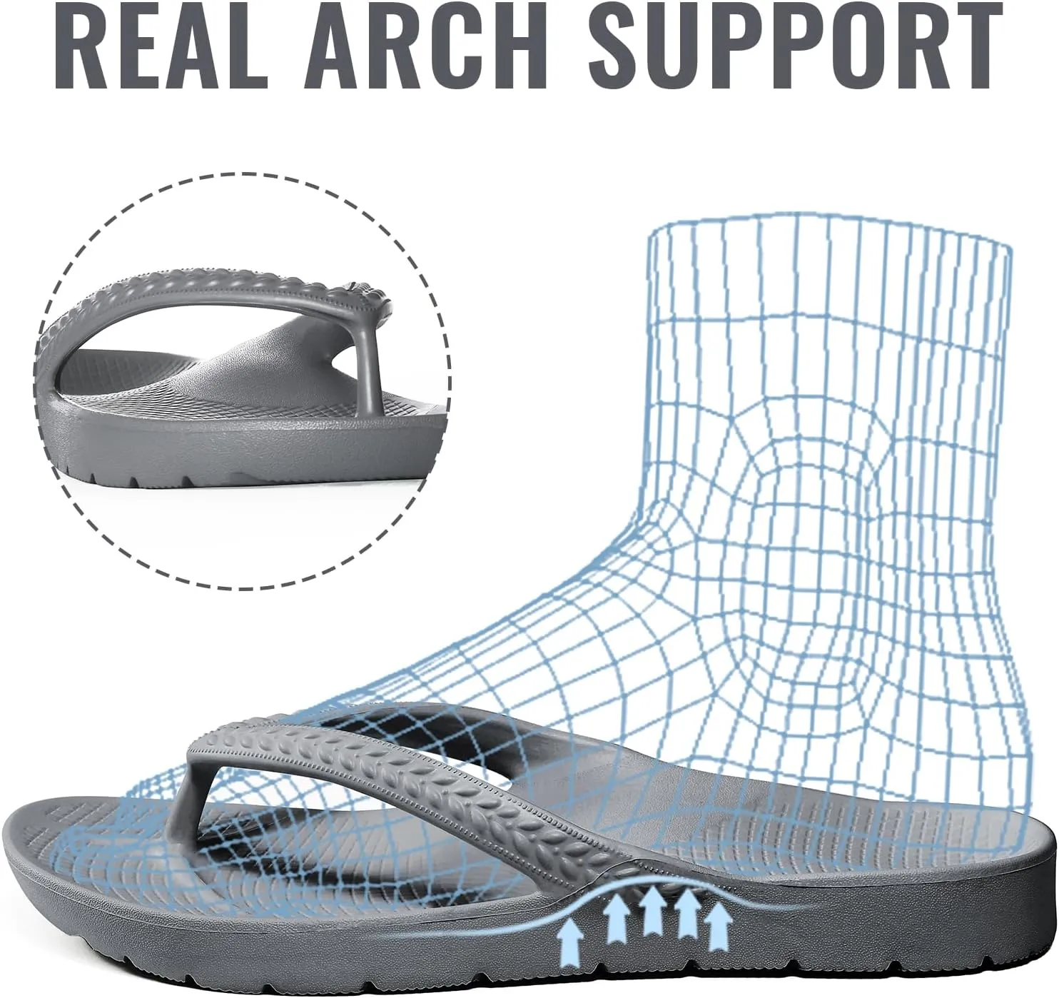 Litfun Women's Arch Support Flip Flops for Plantar Fasciitis Orthopedic Thong Sandals Comfortable Summer Beach Pool Slides