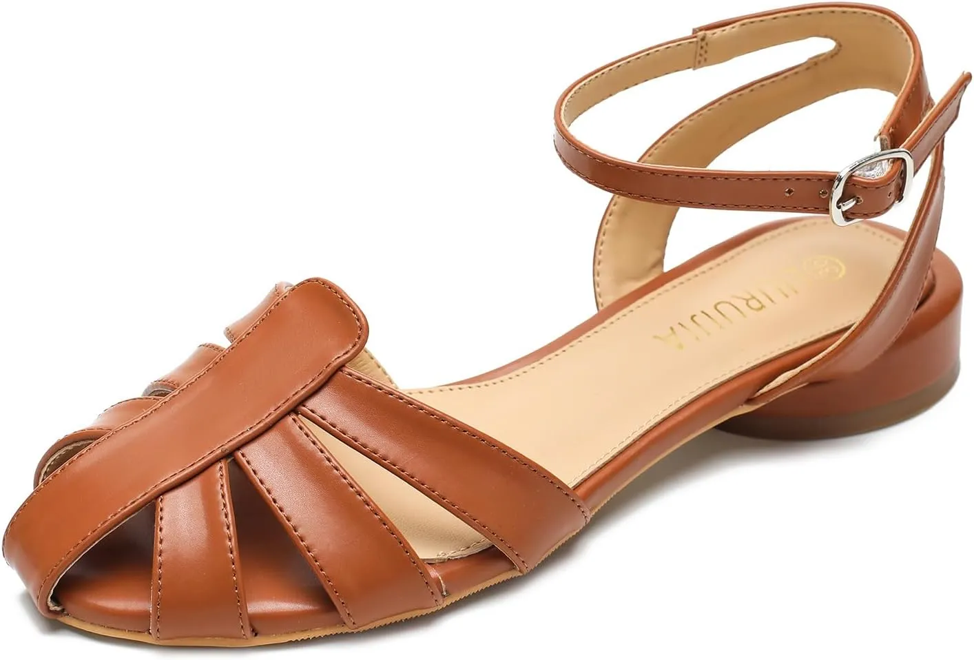 LIURUIJIA Women's Closed Toe Flat Sandals Comfortable Ankle Strap Strappy Boho Shoes Casual Dressy Summer Gladiator Sandals