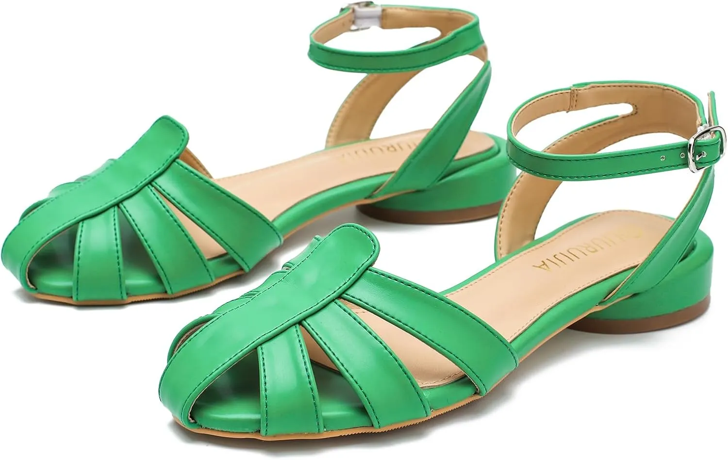 LIURUIJIA Women's Closed Toe Flat Sandals Comfortable Ankle Strap Strappy Boho Shoes Casual Dressy Summer Gladiator Sandals