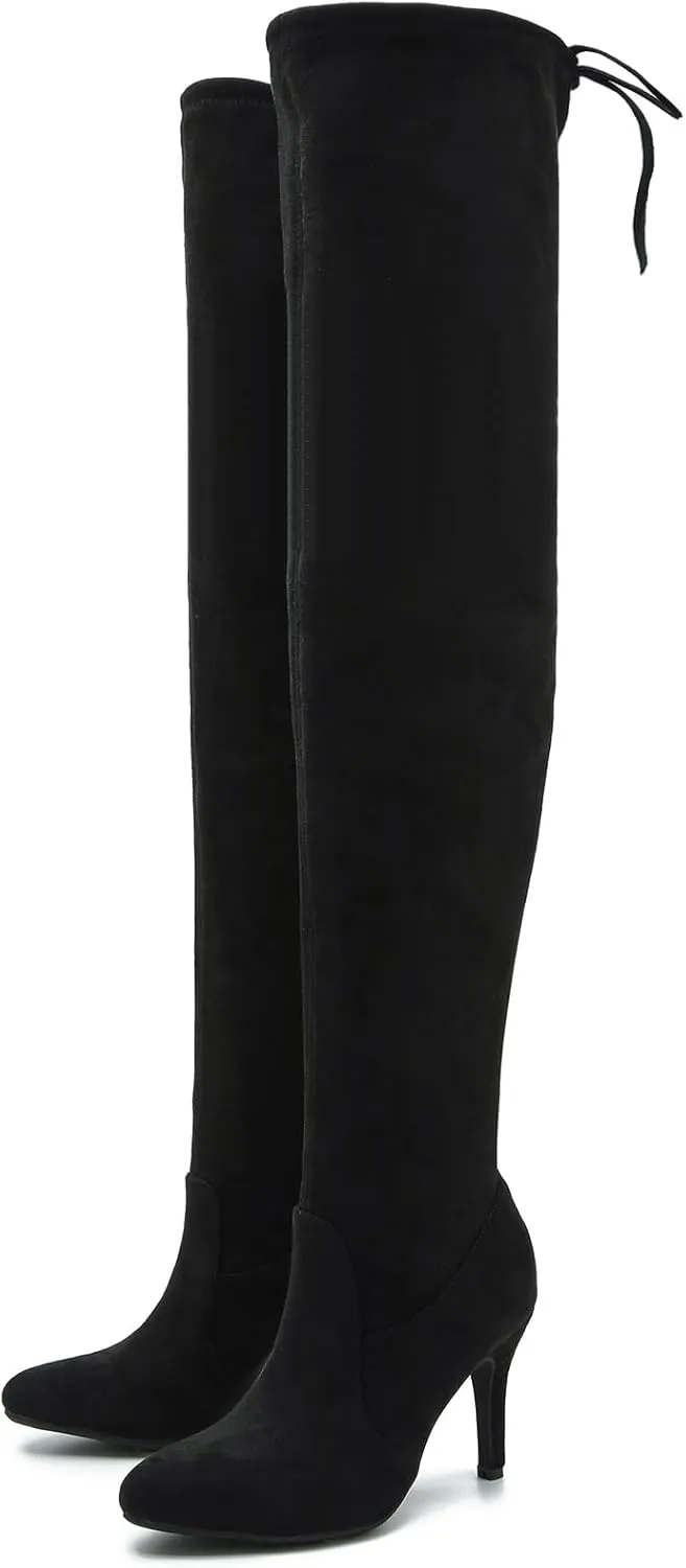 LIURUIJIA Women's Pointed Toe Over The Knee Thigh High Boots Stiletto High Heel Long Stretch Pull On Sexy Fall Boots