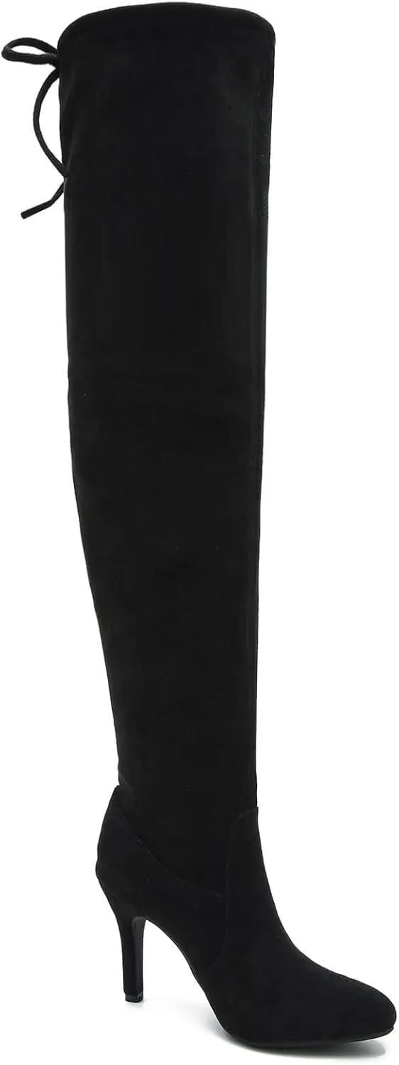 LIURUIJIA Women's Pointed Toe Over The Knee Thigh High Boots Stiletto High Heel Long Stretch Pull On Sexy Fall Boots