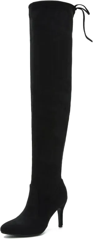 LIURUIJIA Women's Pointed Toe Over The Knee Thigh High Boots Stiletto High Heel Long Stretch Pull On Sexy Fall Boots