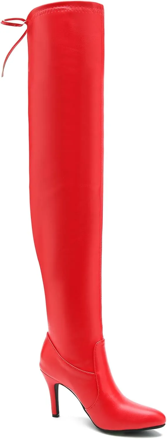 LIURUIJIA Women's Pointed Toe Over The Knee Thigh High Boots Stiletto High Heel Long Stretch Pull On Sexy Fall Boots