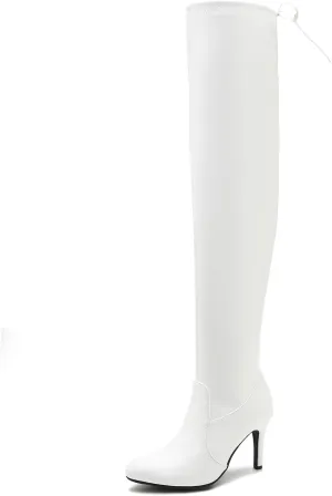 LIURUIJIA Women's Pointed Toe Over The Knee Thigh High Boots Stiletto High Heel Long Stretch Pull On Sexy Fall Boots