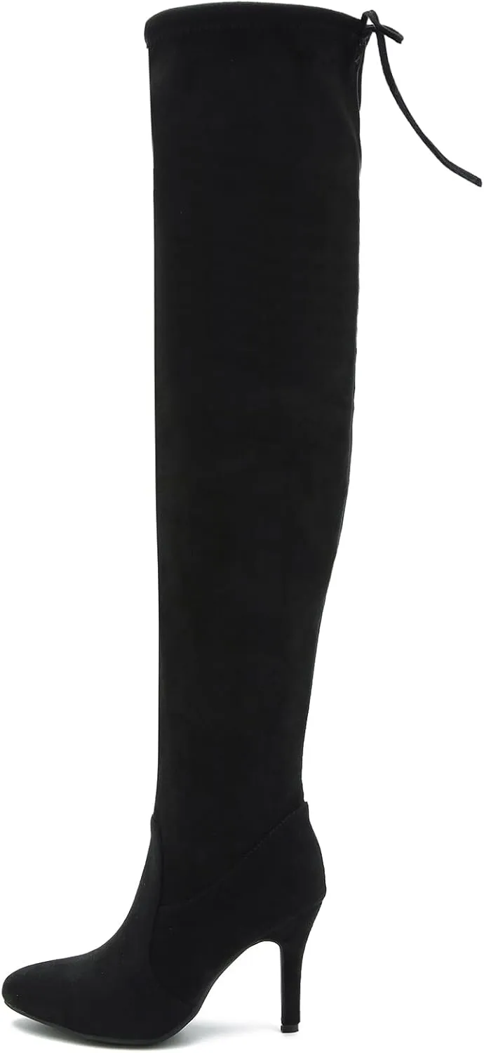 LIURUIJIA Women's Pointed Toe Over The Knee Thigh High Boots Stiletto High Heel Long Stretch Pull On Sexy Fall Boots