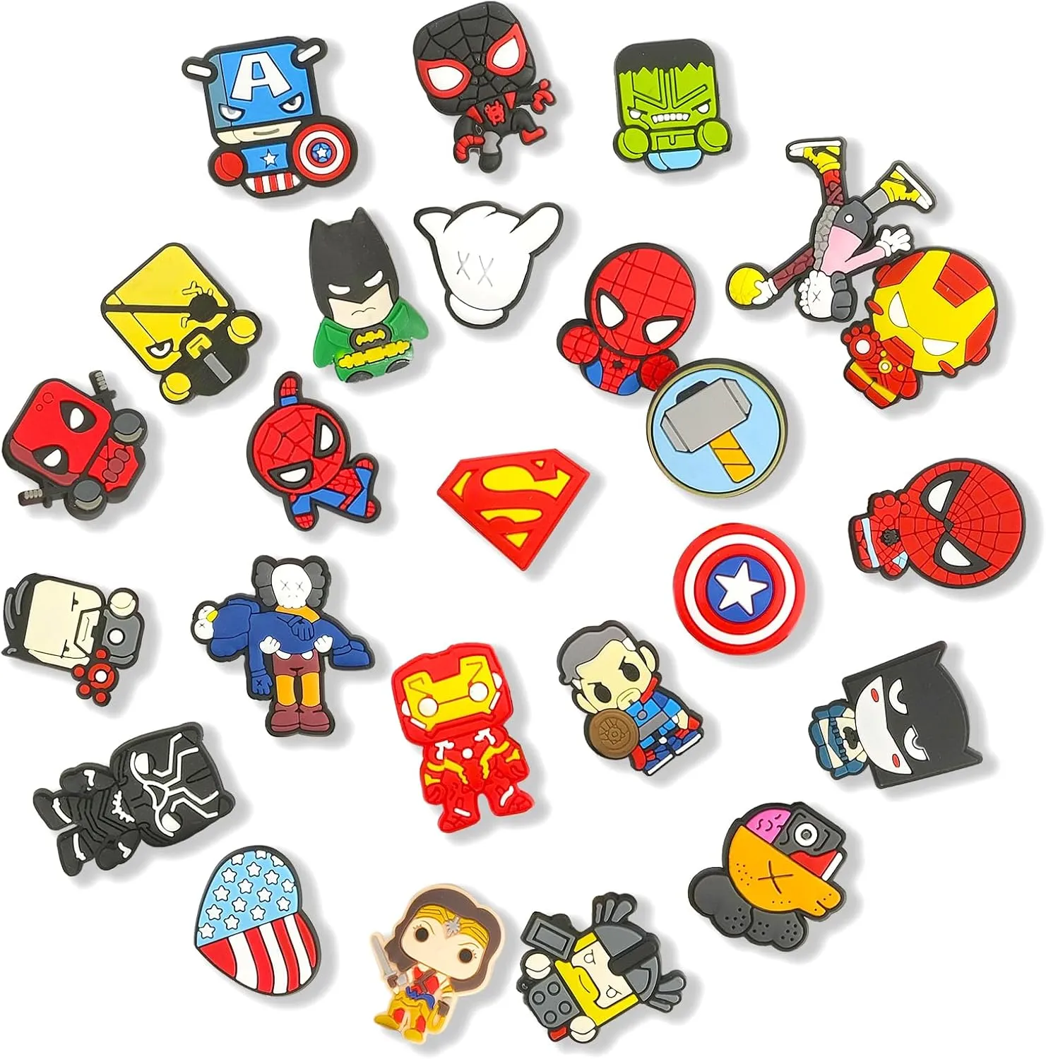 Lot of 30,50,100 Cartoon Random Bulk Shoe Charms and pins - Cool and Cute - PVC - for Sandals and Shoe Decoration