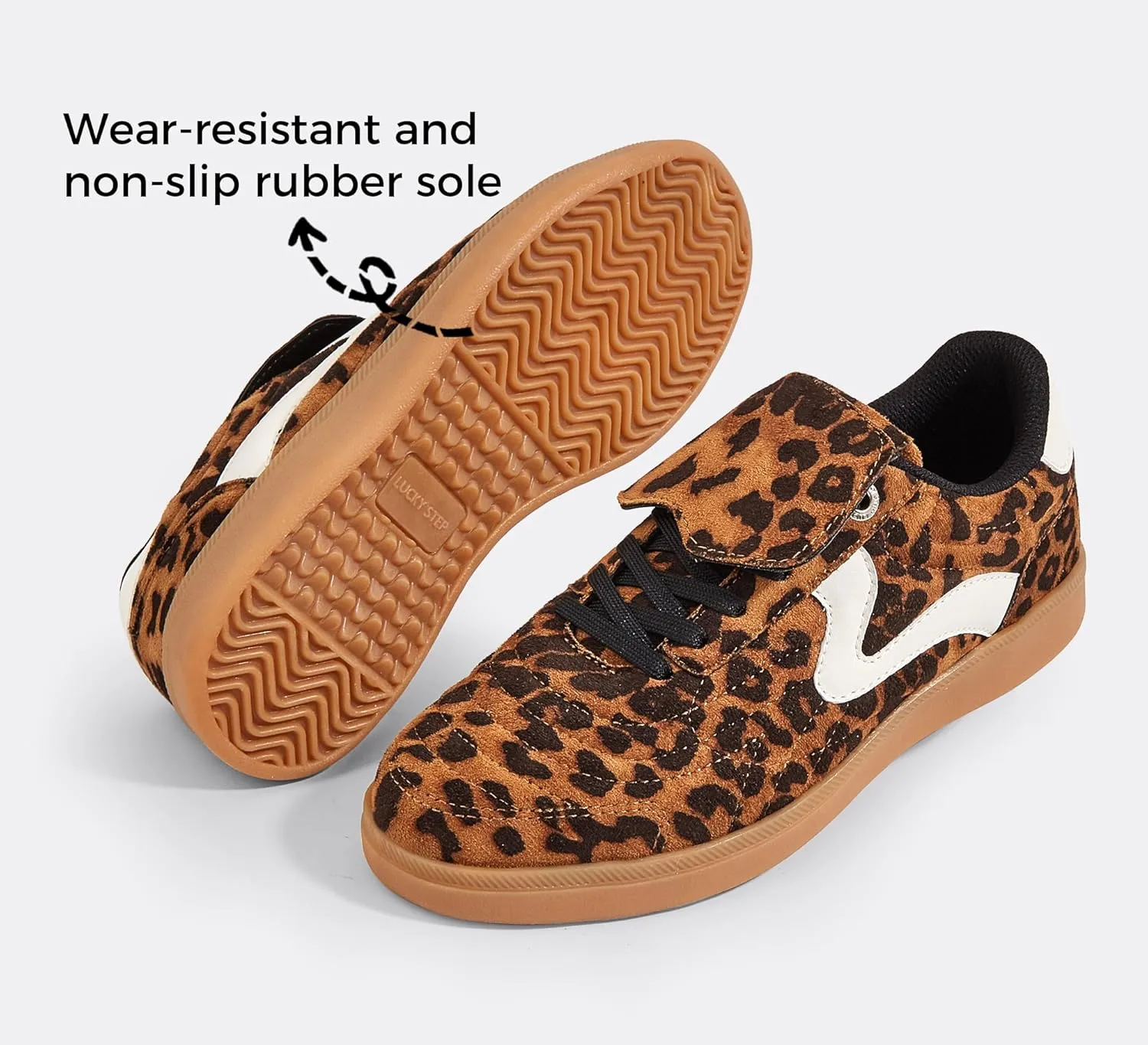 LUCKY STEP Women's Gum Sole Fashion Sneakers Classic Retro Fancy Casual Leisure Tennis Walking Skate Shoes