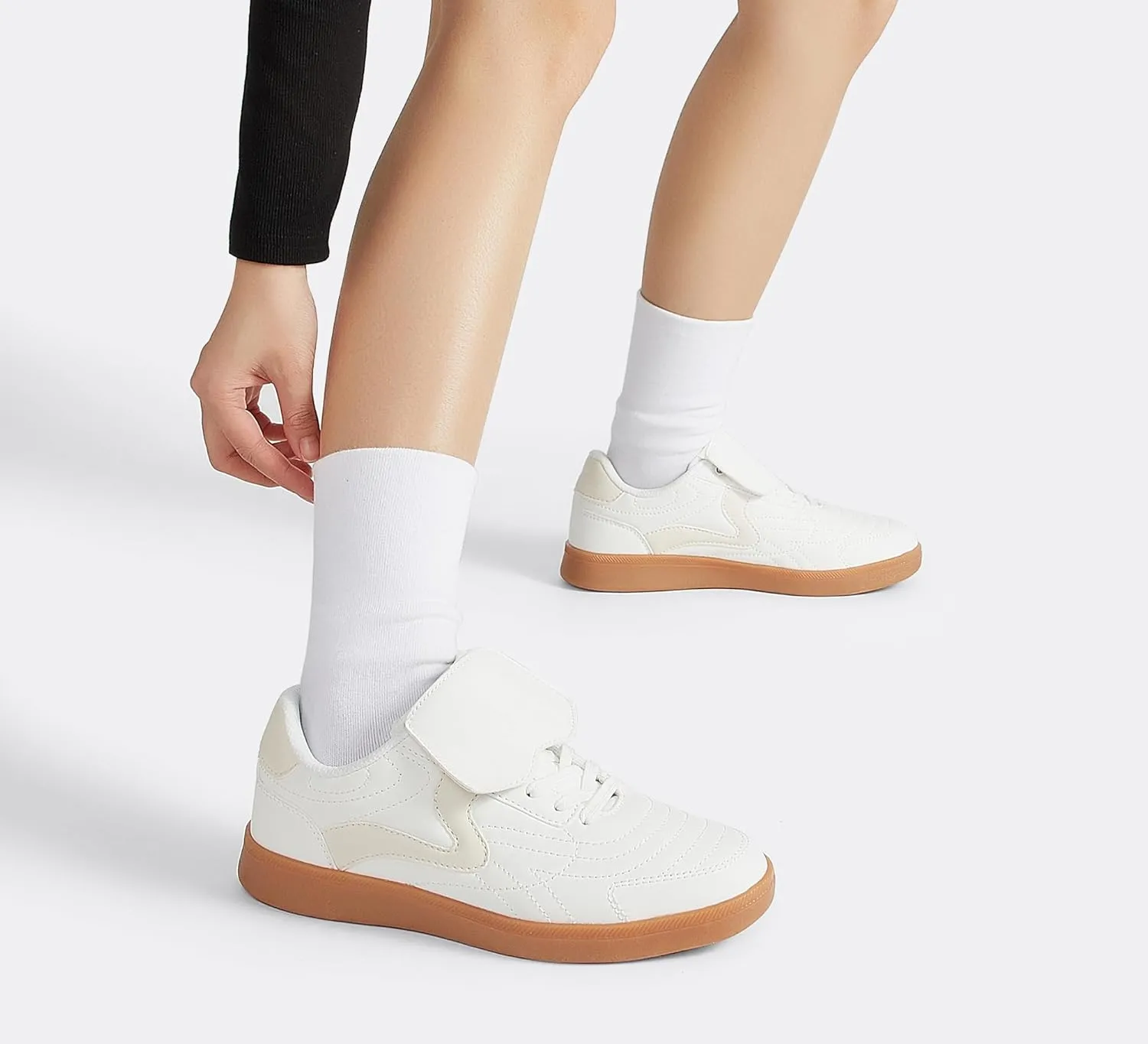 LUCKY STEP Women's Gum Sole Fashion Sneakers Classic Retro Fancy Casual Leisure Tennis Walking Skate Shoes