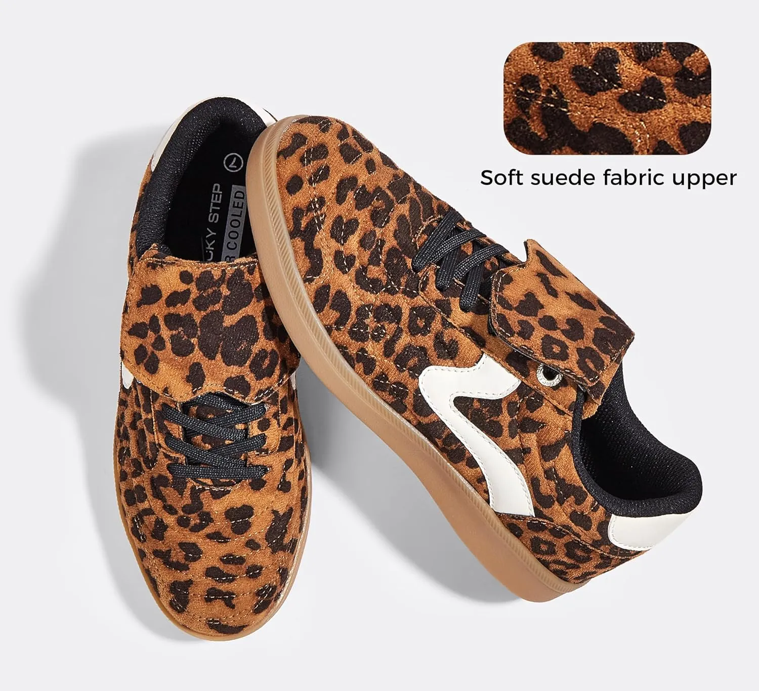LUCKY STEP Women's Gum Sole Fashion Sneakers Classic Retro Fancy Casual Leisure Tennis Walking Skate Shoes