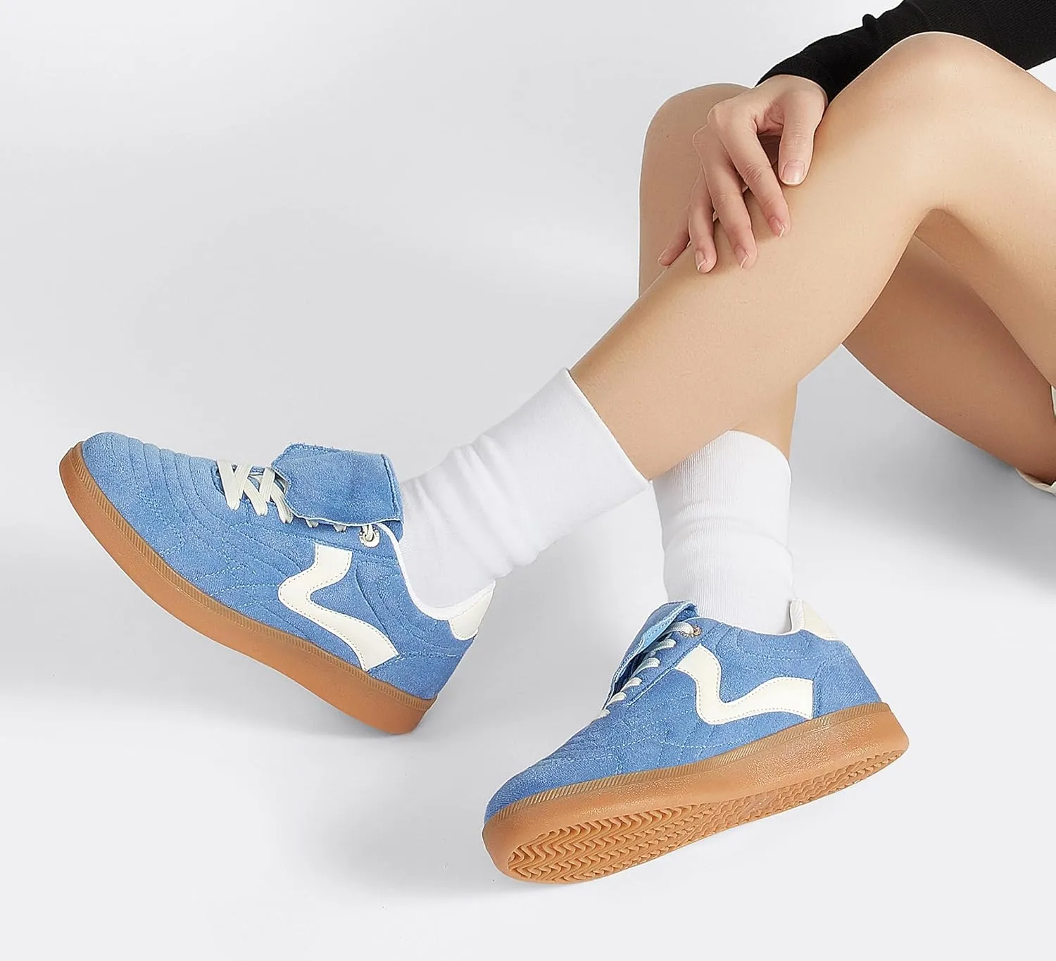 LUCKY STEP Women's Gum Sole Fashion Sneakers Classic Retro Fancy Casual Leisure Tennis Walking Skate Shoes