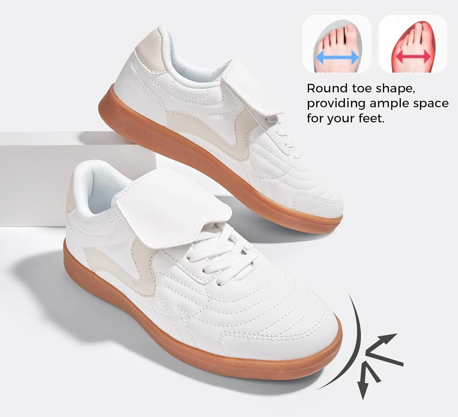 LUCKY STEP Women's Gum Sole Fashion Sneakers Classic Retro Fancy Casual Leisure Tennis Walking Skate Shoes