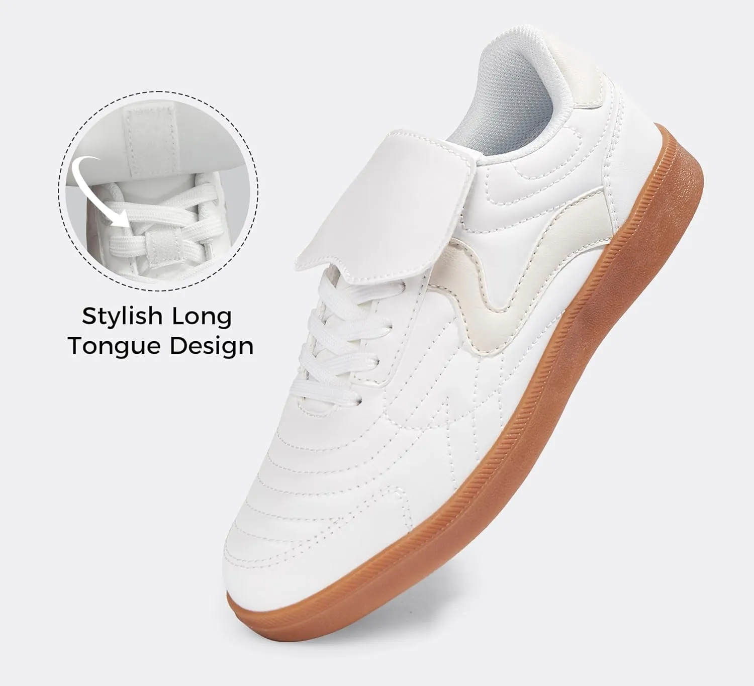 LUCKY STEP Women's Gum Sole Fashion Sneakers Classic Retro Fancy Casual Leisure Tennis Walking Skate Shoes