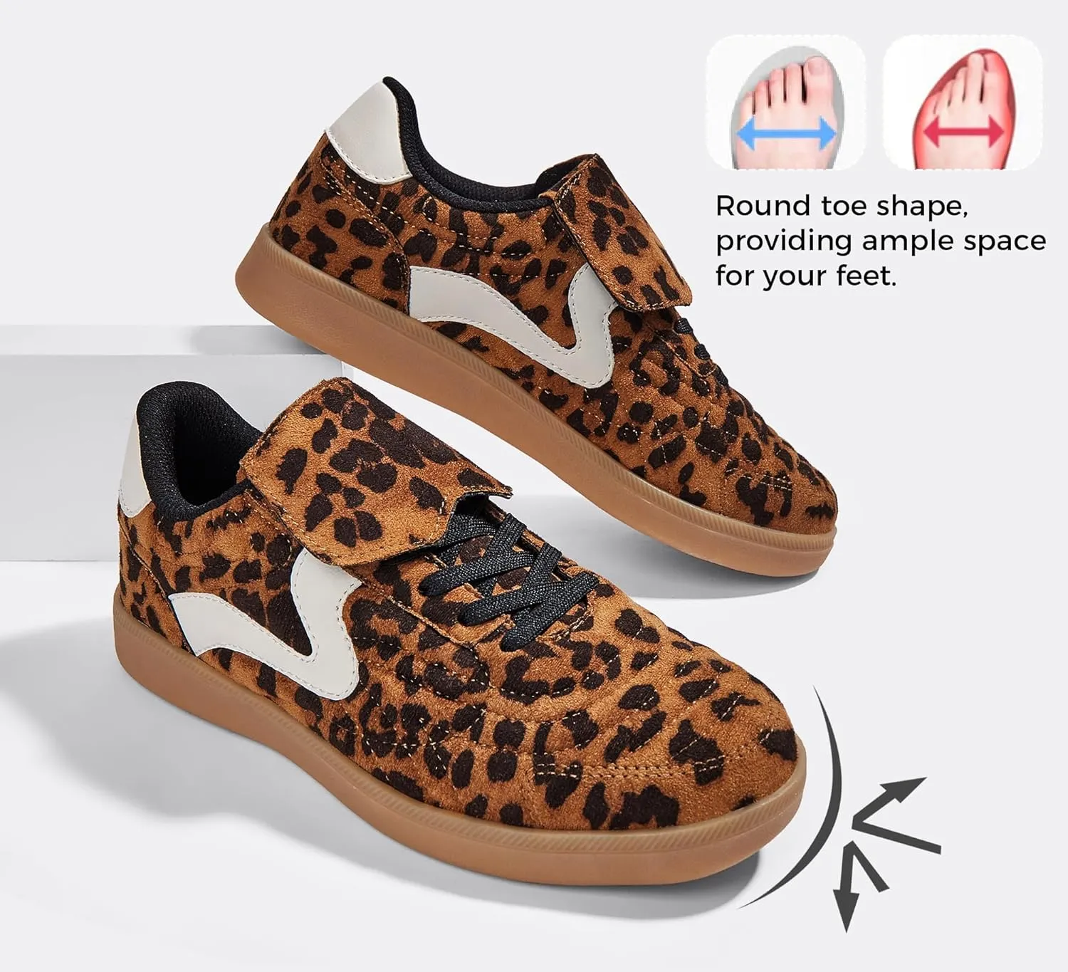 LUCKY STEP Women's Gum Sole Fashion Sneakers Classic Retro Fancy Casual Leisure Tennis Walking Skate Shoes