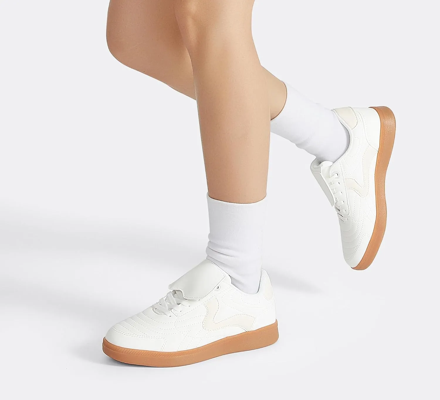 LUCKY STEP Women's Gum Sole Fashion Sneakers Classic Retro Fancy Casual Leisure Tennis Walking Skate Shoes