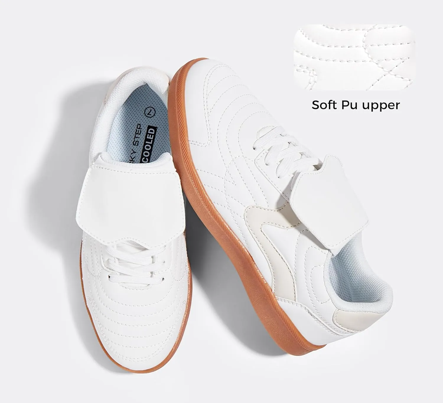 LUCKY STEP Women's Gum Sole Fashion Sneakers Classic Retro Fancy Casual Leisure Tennis Walking Skate Shoes