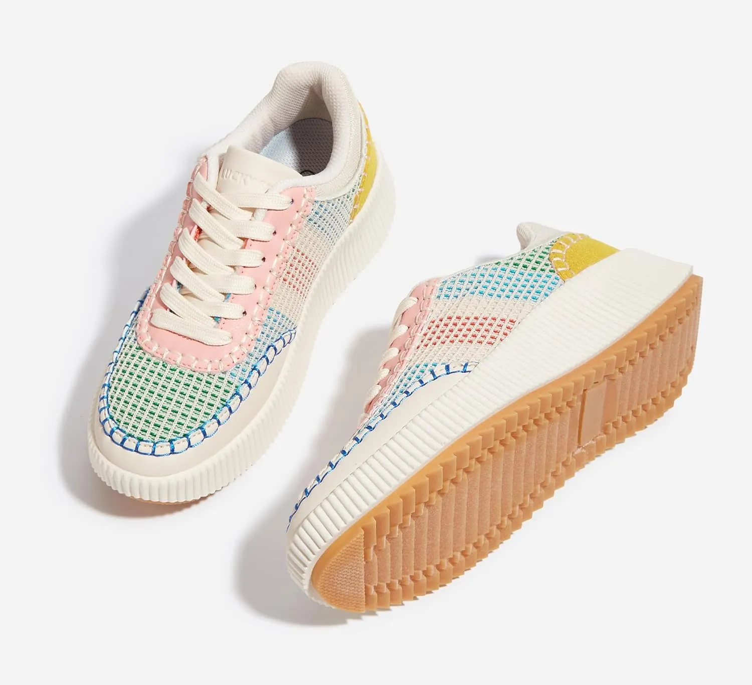 LUCKY STEP Women's Platform Sneakers Retro Braided Fashion Casual Chunky Shoes Breathable Durable Non Slip Walking Footwear