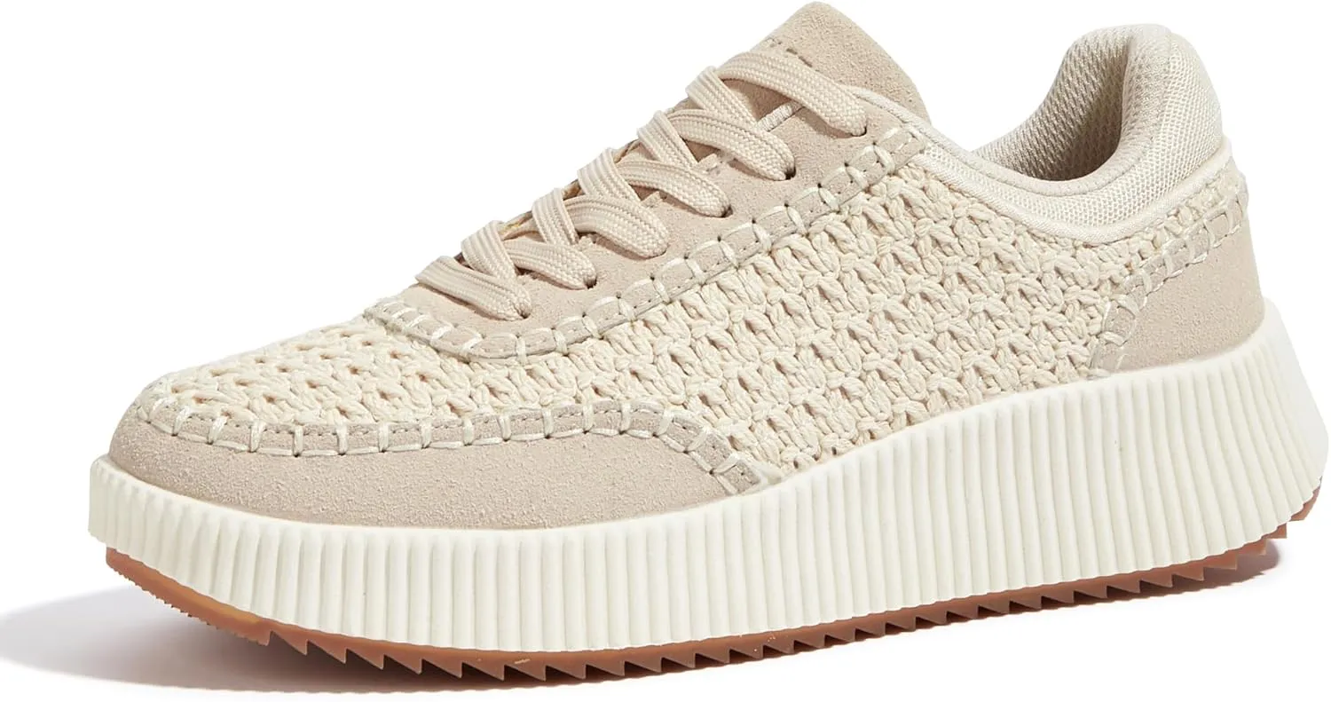 LUCKY STEP Women's Platform Sneakers Retro Braided Fashion Casual Chunky Shoes Breathable Durable Non Slip Walking Footwear