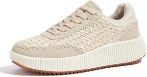 LUCKY STEP Women's Platform Sneakers Retro Braided Fashion Casual Chunky Shoes Breathable Durable Non Slip Walking Footwear
