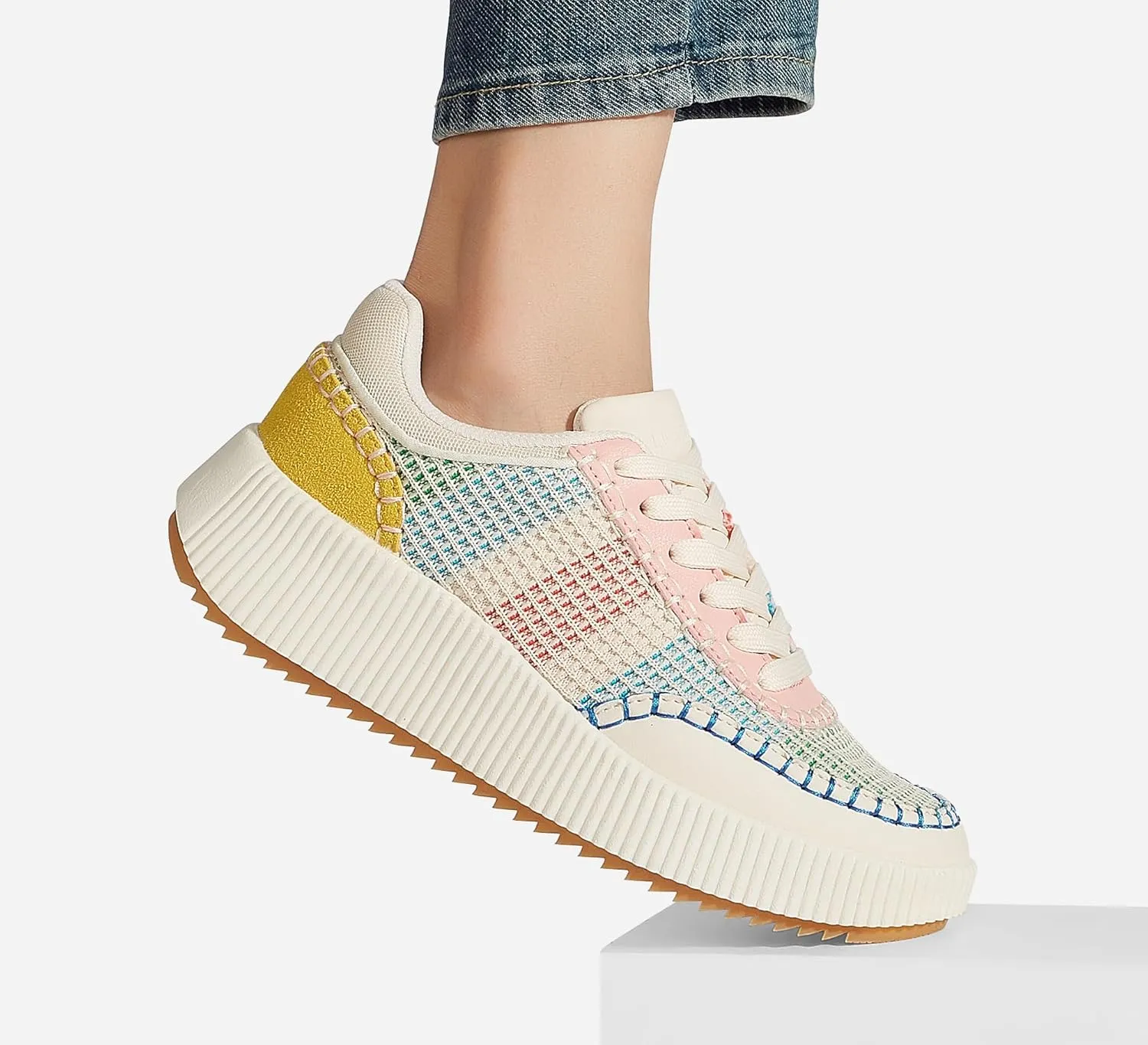 LUCKY STEP Women's Platform Sneakers Retro Braided Fashion Casual Chunky Shoes Breathable Durable Non Slip Walking Footwear