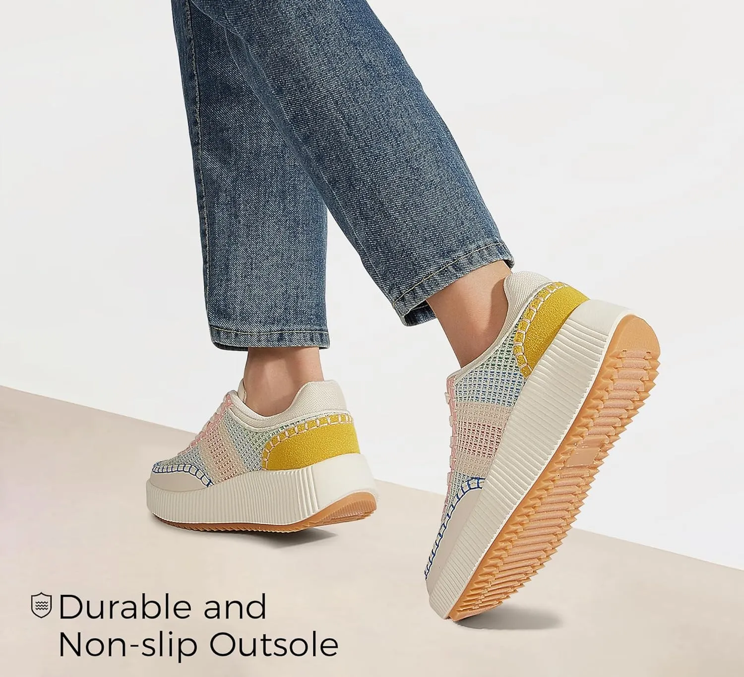 LUCKY STEP Women's Platform Sneakers Retro Braided Fashion Casual Chunky Shoes Breathable Durable Non Slip Walking Footwear