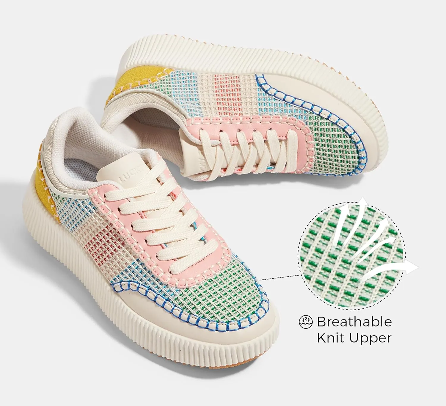 LUCKY STEP Women's Platform Sneakers Retro Braided Fashion Casual Chunky Shoes Breathable Durable Non Slip Walking Footwear