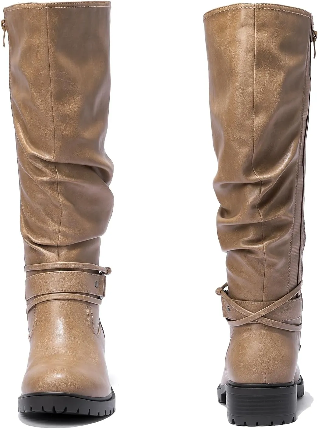 Luoika Women's Extra Wide Calf Knee High Boots, Plus Size Slouchy Knee-High Boots Wide Width Low Heel Winter Boots.