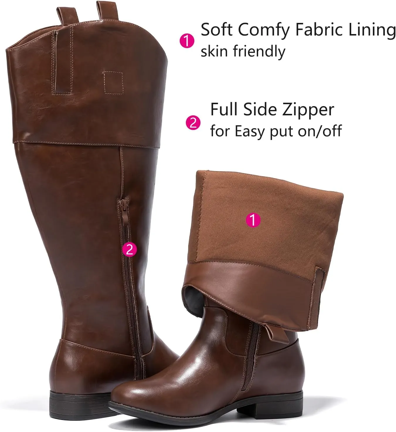 Luoika Women's Extra Wide Calf Knee High Boots, Western Cowyboy Cowgirl Knee-High Boots Plus Size Wide Width Low Heel Winter Fall Boots.