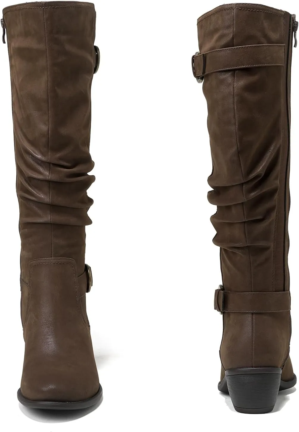 Luoika Women's Extra Wide Calf Knee High Boots, Wide Width Slouchy Knee-High Boots Low Stacked Heel Winter Fall Plus Size Boots.