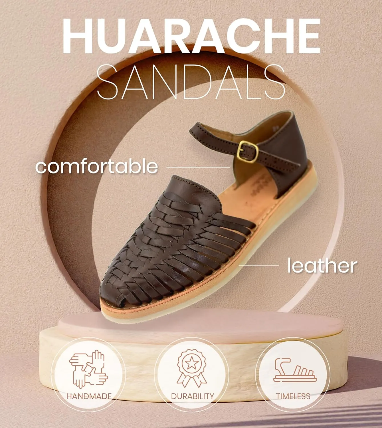 Macarena Collection Womens Shoes Leather Sandals Ankle for Women | Huarache Handmade Mexican Sandals Women | Comfortable & Stylish Womens Sandals 3050 Ankle Strap
