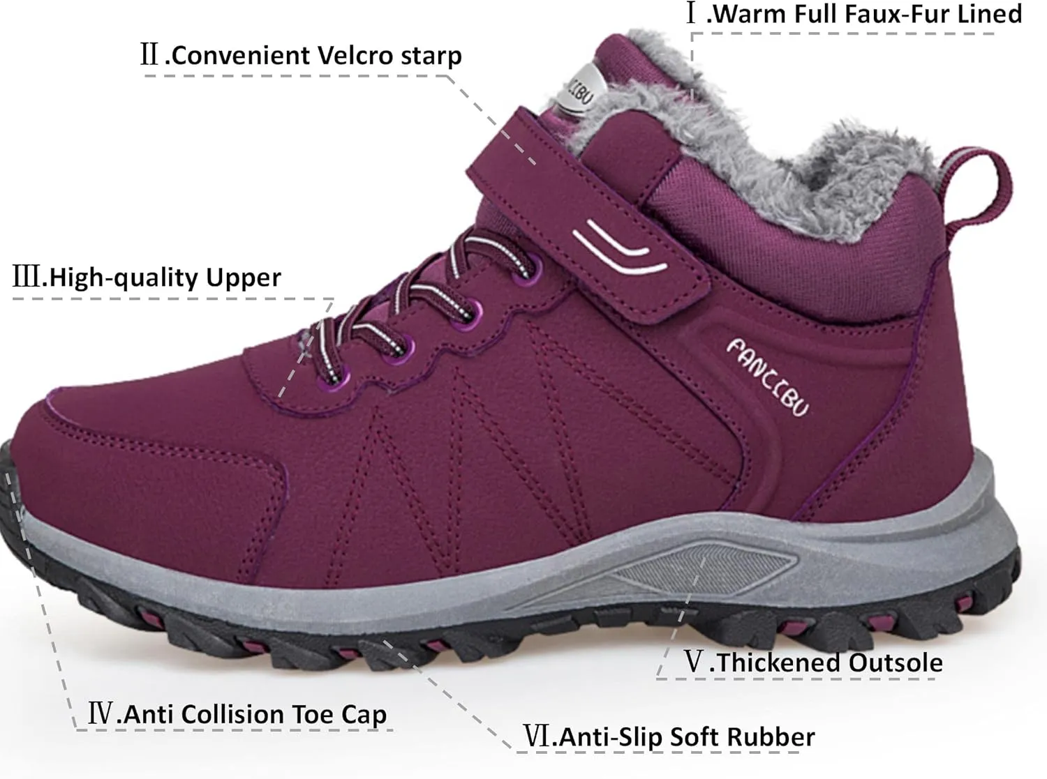 MAIZUN Snow Boots for Women Warm Fur lined Winter Boots Anti-Slip Comfortable Ankle Boots Cold Weather Boot