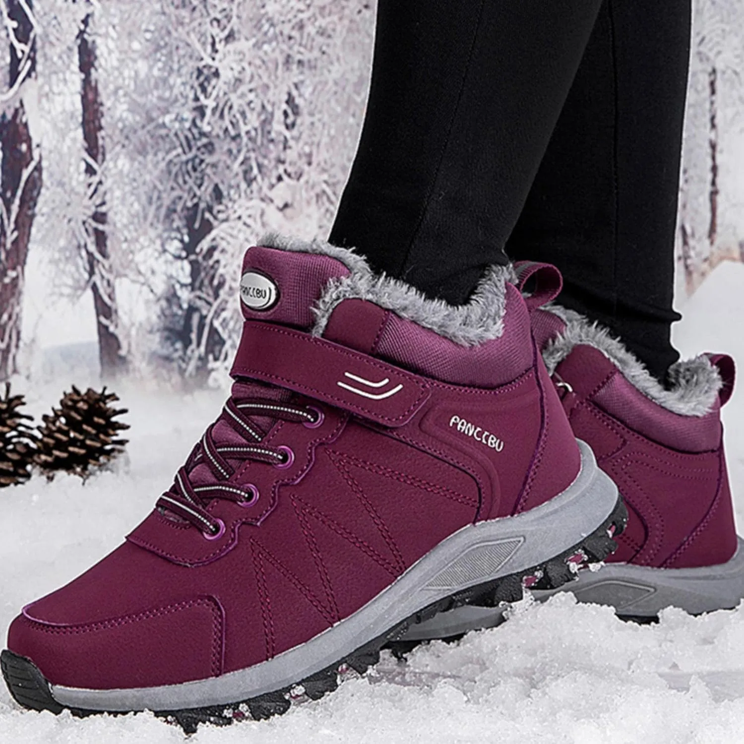 MAIZUN Snow Boots for Women Warm Fur lined Winter Boots Anti-Slip Comfortable Ankle Boots Cold Weather Boot