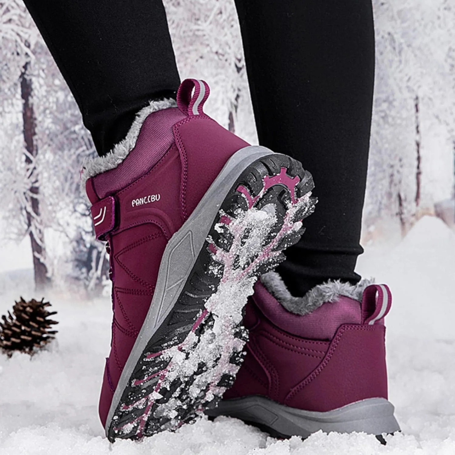 MAIZUN Snow Boots for Women Warm Fur lined Winter Boots Anti-Slip Comfortable Ankle Boots Cold Weather Boot