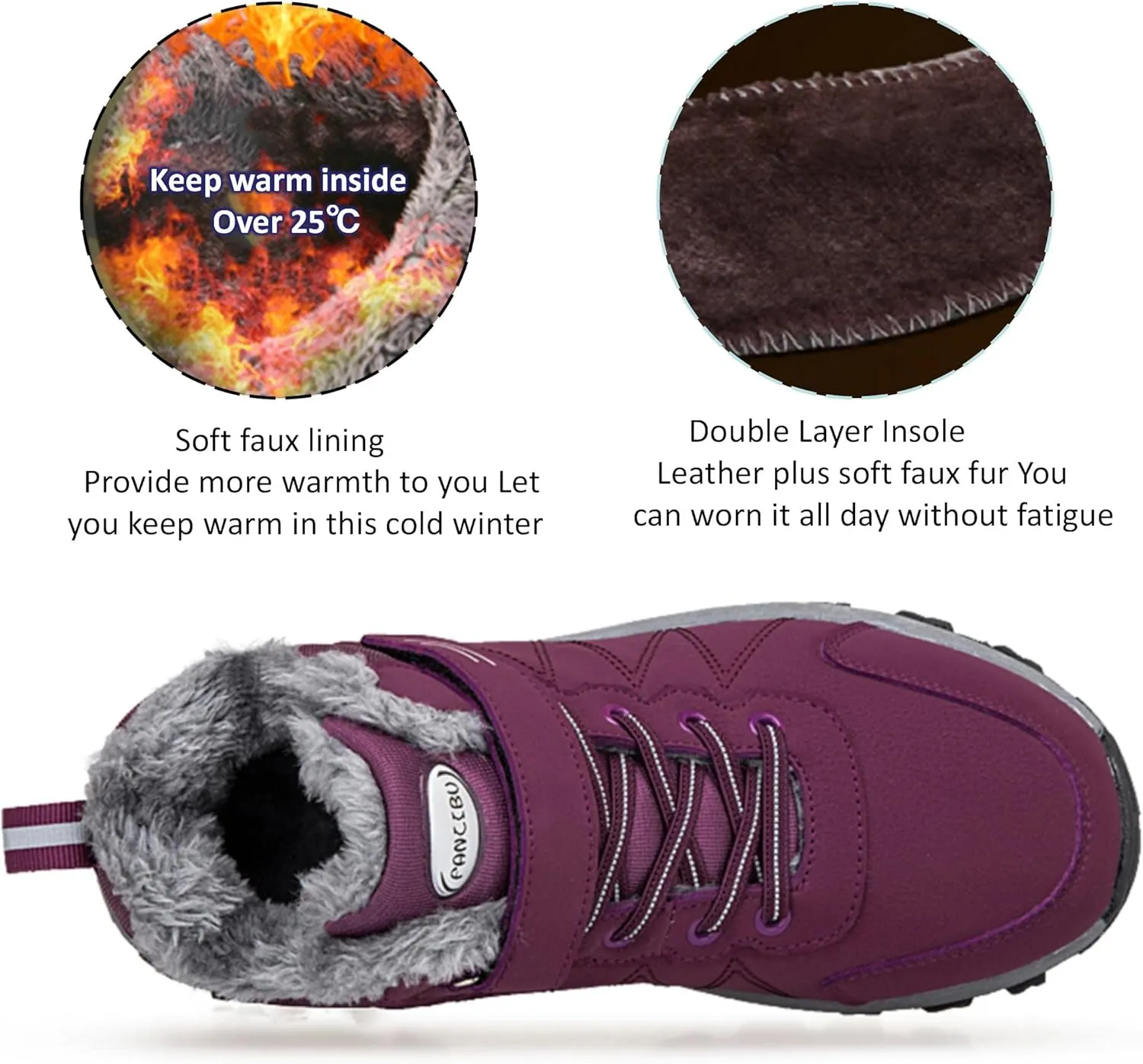 MAIZUN Snow Boots for Women Warm Fur lined Winter Boots Anti-Slip Comfortable Ankle Boots Cold Weather Boot