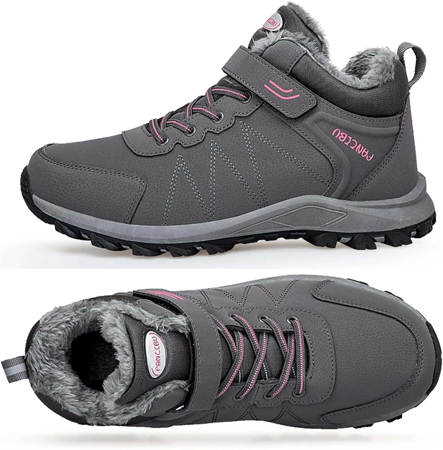 MAIZUN Womens Winter Snow Boots Fur Lined Winter Ankle Boots Outdoor Hiking Walking Trekking Shoes