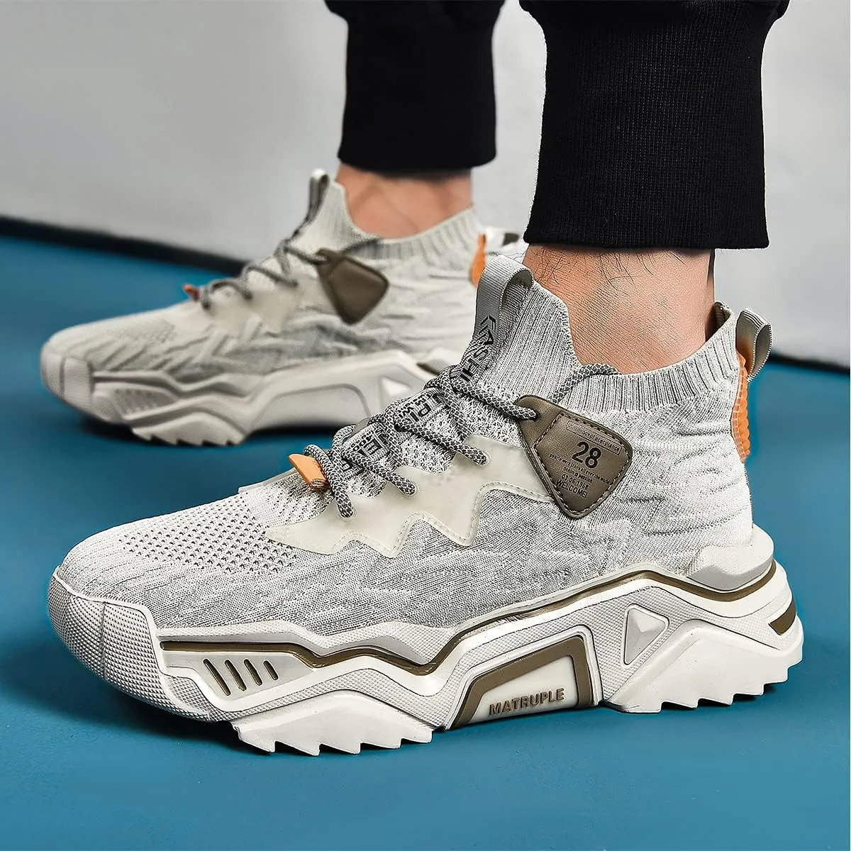 MATRUPLE Mens Fashion Sneakers High Top Casual Shoes Athletic Walking Mesh Comfortable Sports Shoe