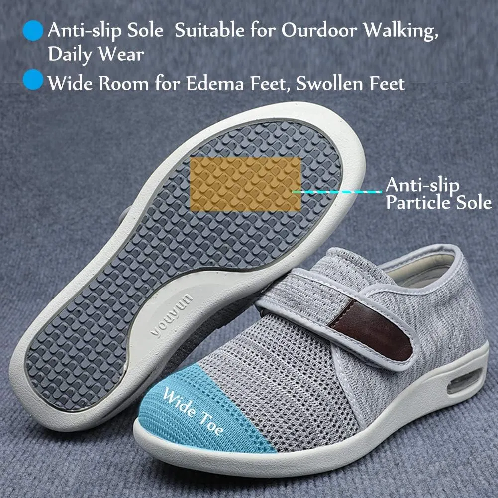 Mei MACLEOD Women's Extra Wide Shoes with Adjustable Strap Wide Width Sneakers Arthritis Edema Walking Shoes for Elderly Diabetic