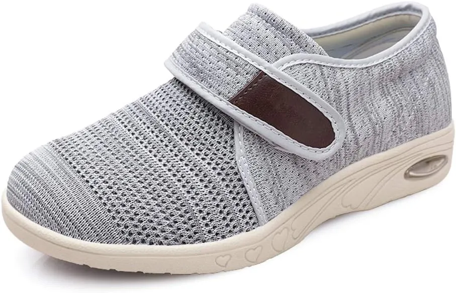 Mei MACLEOD Women's Extra Wide Shoes with Adjustable Strap Wide Width Sneakers Arthritis Edema Walking Shoes for Elderly Diabetic