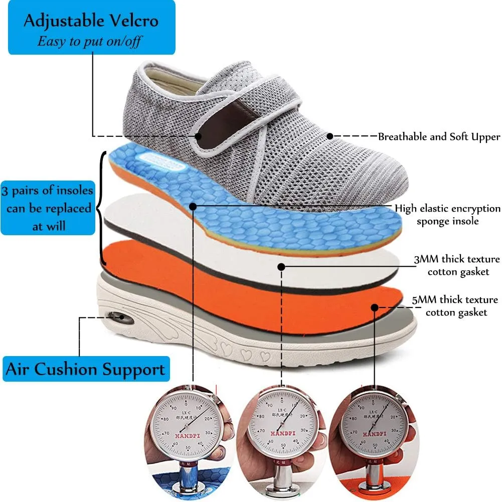 Mei MACLEOD Women's Extra Wide Shoes with Adjustable Strap Wide Width Sneakers Arthritis Edema Walking Shoes for Elderly Diabetic