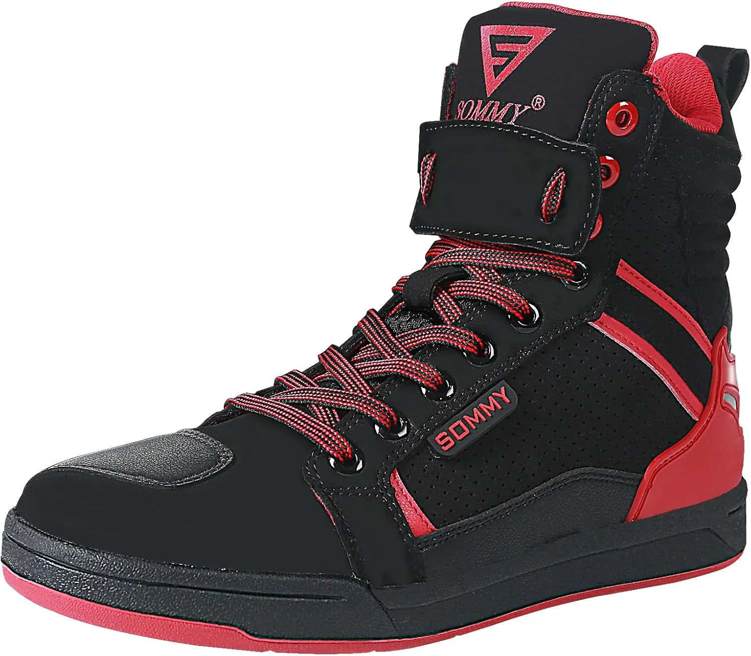 Men Casual Motorcycle Shoes Suede Riding High Top Sneakers, Cowhide with Double Layer,with Gear Shift Pad and Side Zipper