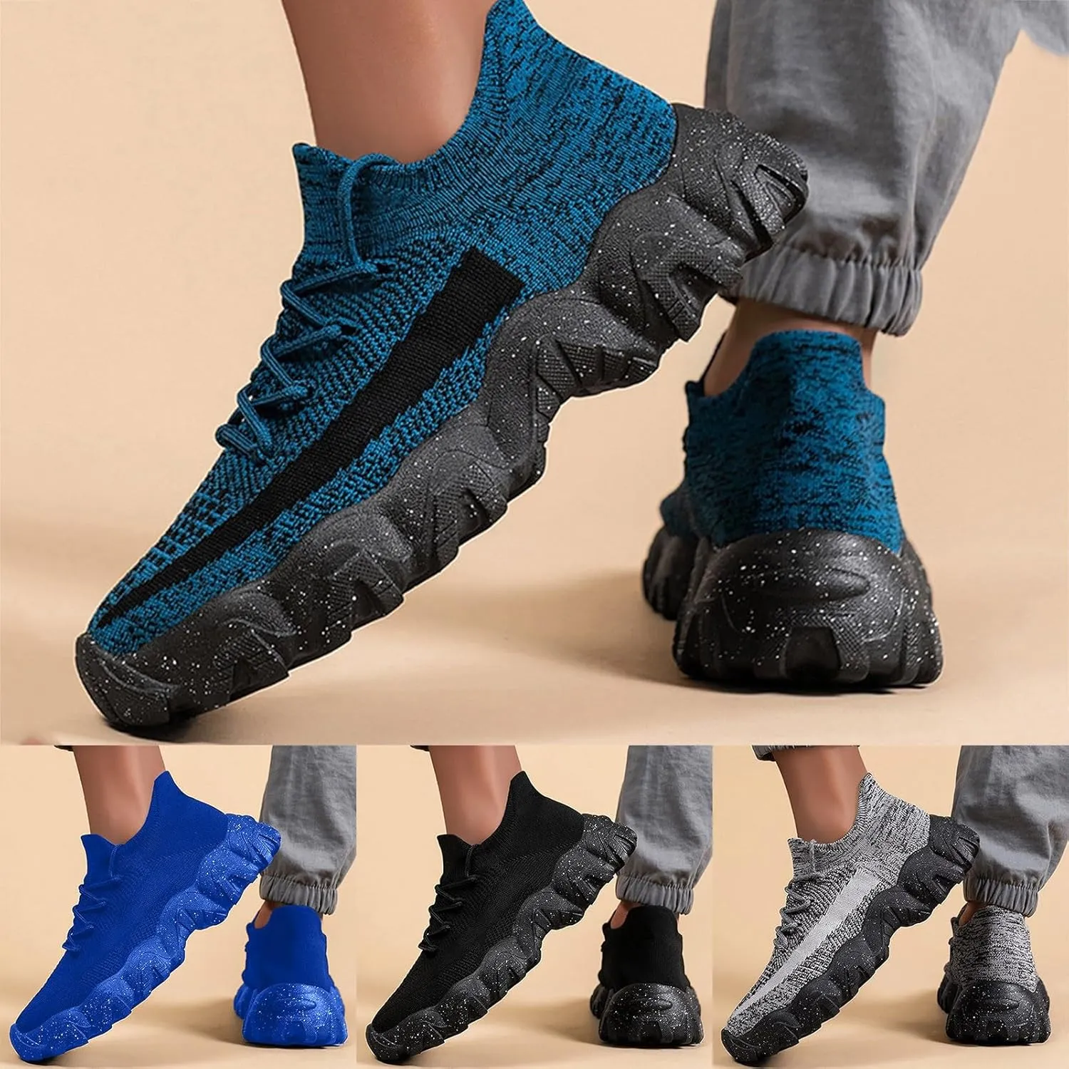 Men Shoes Height Boosting Shoes Fashion Sneakers Breathable Mesh Running Shoes Non-Slip Soft Sole Comfortable Shoes