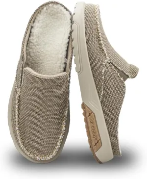 Men's Arch Support Plantar Fasciitis Relief Orthopedic Slipper Indoor Canvas Slip On House Diabetic Bunions Casual Loafers