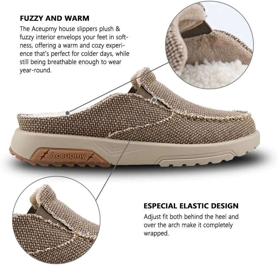 Men's Arch Support Plantar Fasciitis Relief Orthopedic Slipper Indoor Canvas Slip On House Diabetic Bunions Casual Loafers